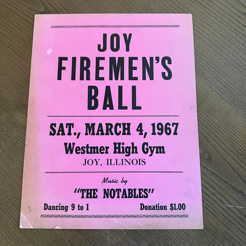 Vintage 1967 Joy Firemen's Ball Poster Winola High School Basketball Schedule - Picture 2 of 3